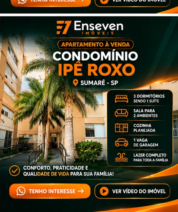 Apartamento à venda no Condomínio Ipê Roxo em Sumaré